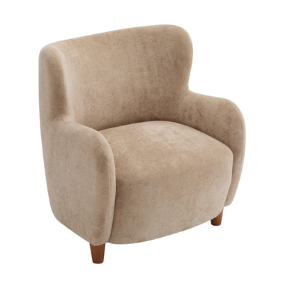 Christopher Knight Home Wingback Accent Chair, Fabric Club Chair, Upholstered Armchair, Curved Backrest Single Sofa, Soft Cushion Seating, Comft Lounge Chair for Living Room Reading Home Rest, Camel