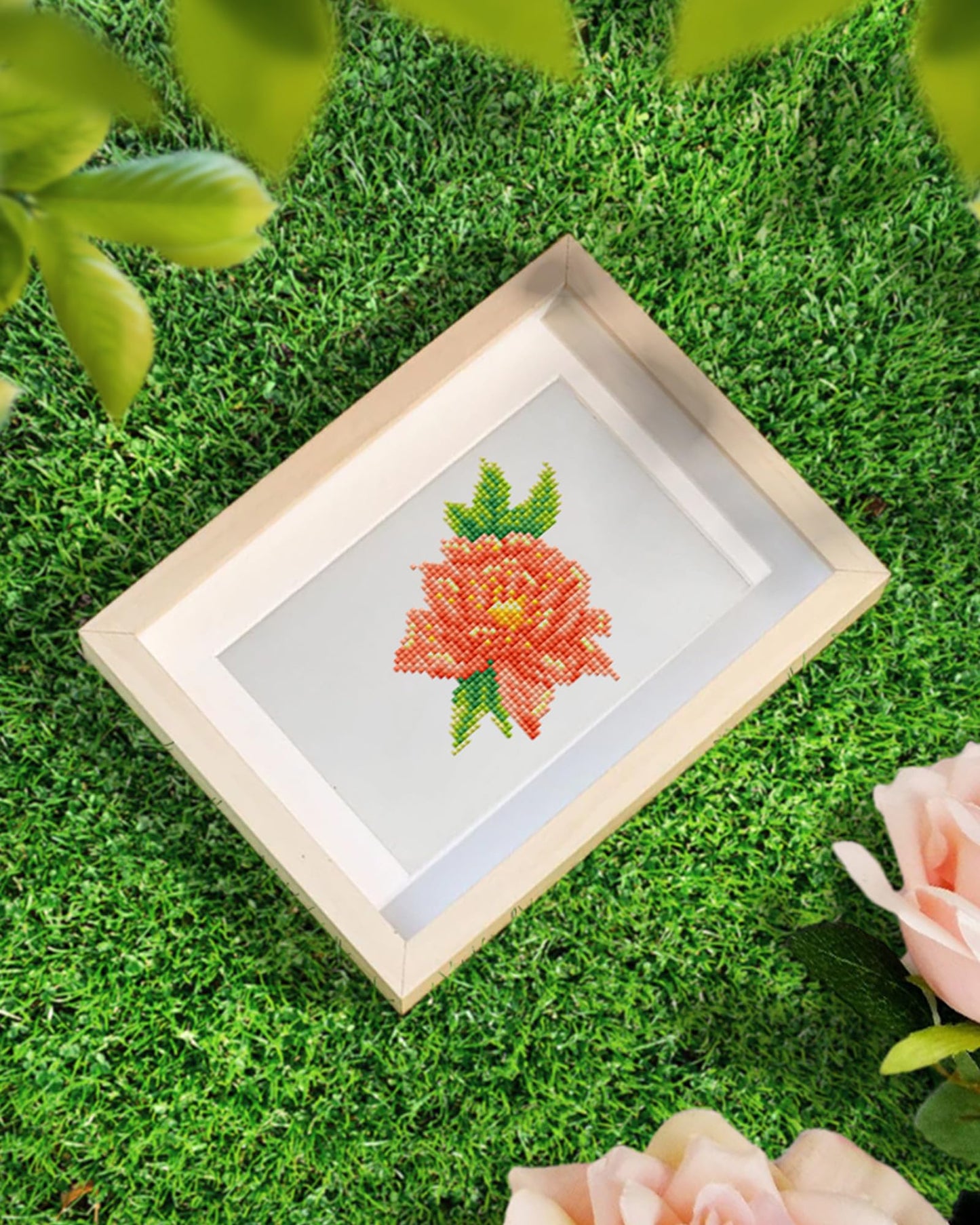 PeakLuv 12 Pcs Small Diamond Art Kits Diamond Painting Kits, Flowers Mini Diamond Art Kits for Adults, DIY Square Drill Flower Mini Gem Painting 1-Hour Painting for Home Desktop Decor, 7X6in