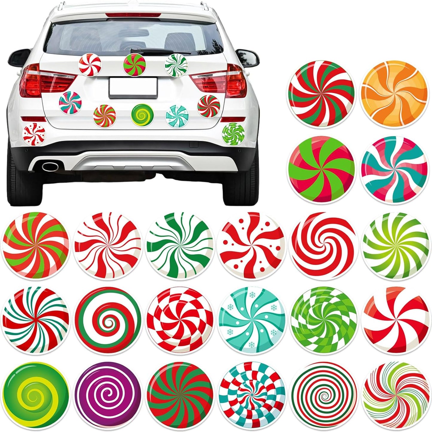 JULMELON 22 Pcs Christmas Candy Magnets, Refrigerator Car Magnets for Holiday DIY Decorations