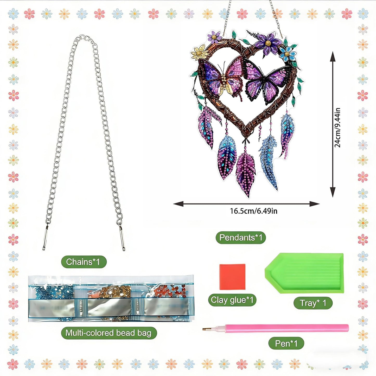 DIY Hanging Diamond Art Kits for Adults, butterfly Dream Catcher Diamond Painting Kits, Special Shaped Rhinestone, Acrylic 5D Gem Art Craft Window Pendants Home Garden Wall Hanging Ornament Kits
