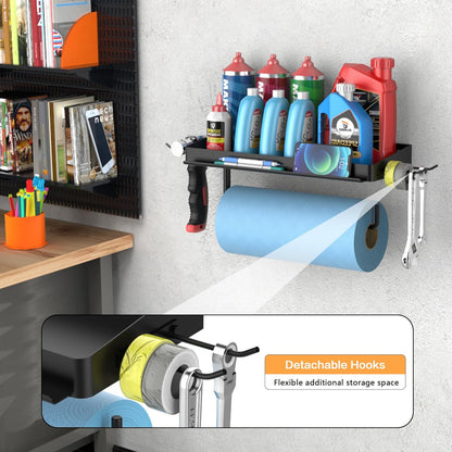 12 inch 2 SUNTECH Garage Paper Towel Holder with Shelf, One Hand Tear, Shop Paper Towel Holder, Paper Towel Holder Wall