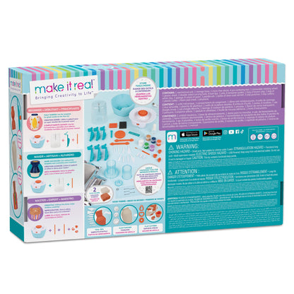 Make It Real: Mini Pottery Studio Deluxe Set - DIY All-in-1 Sculpting Craft Kit, All Skill Levels, Miniature Clay Projects, Kids Girls & Tweens Age 8+