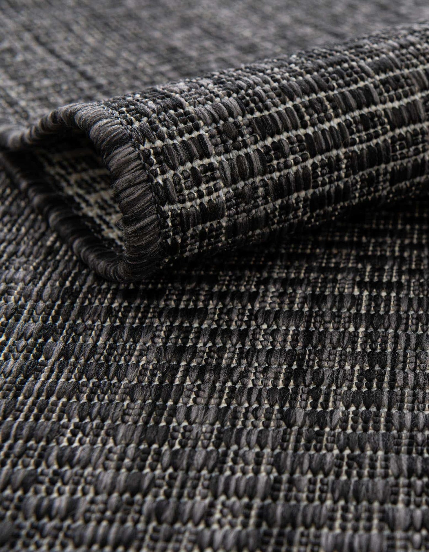 Unique Loom Collection Casual Transitional Solid Heathered Indoor/Outdoor Flatweave Area Rug (13' Round, Black/Ivory)