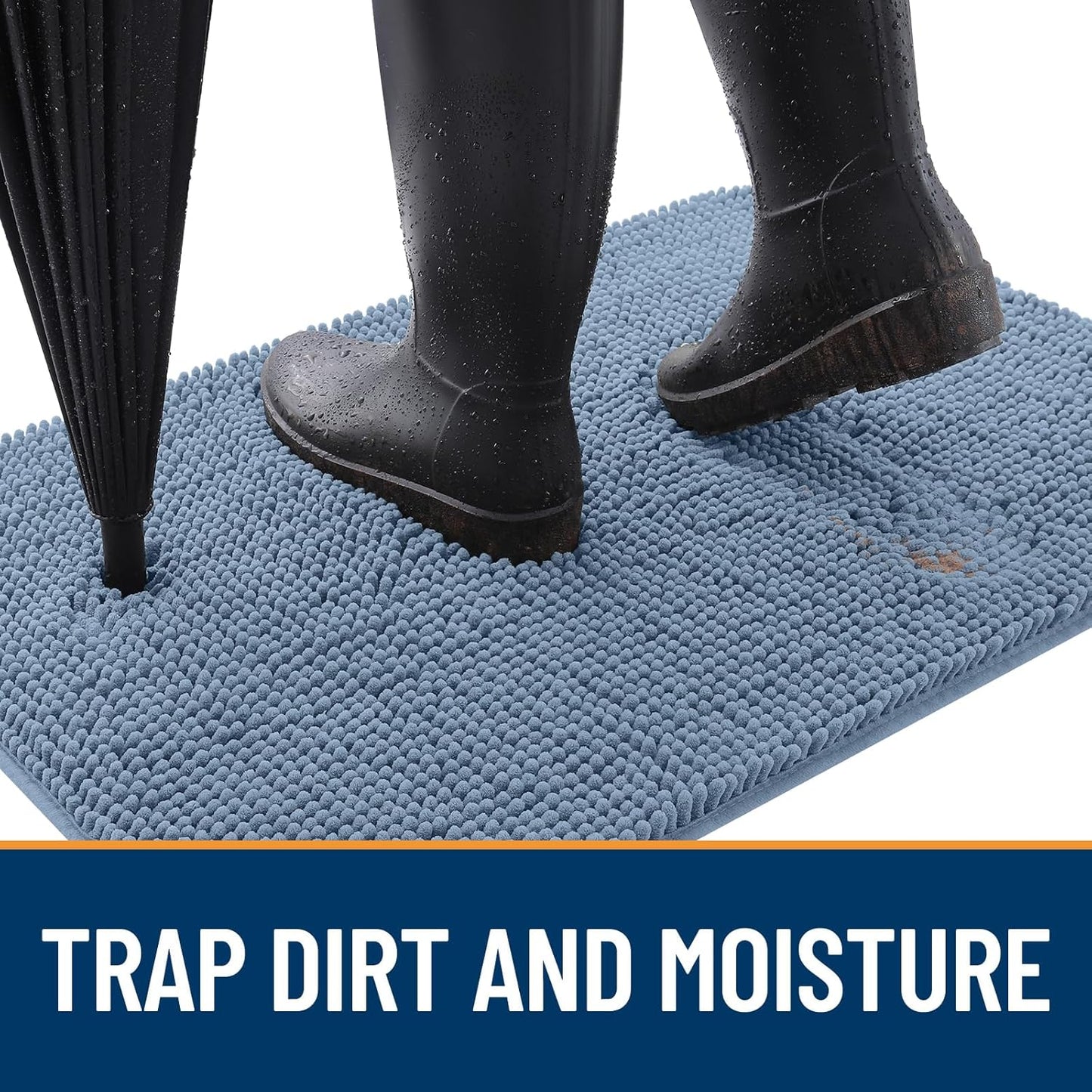 OLANLY Dog Door Mat - Absorbent Non-Slip Washable Doormat for Muddy Paws | 24x16 Airy Blue