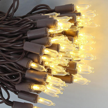 Dazlinli 150 50 LED Warm White Christmas Lights on Brown Wire, Feet Xmas Tree Lights, UL Certified for Outdoor Indoor