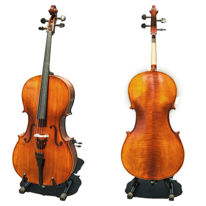 Paititi CE3005PE Scholar 256 Ebony Fitted Matte Finish Wood Cello with Soft Case, Brazilwood Bow, Rosin and Stopper (3/4)