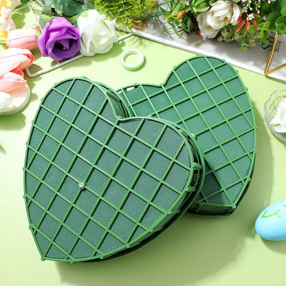 2Pcs Heart Shaped Floral Foam Cage with Suction Cup, Wet Dry for Wedding Car Decoration, Fresh Artificial Flower Arrangement Mud Block Base