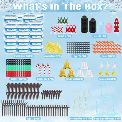 36 Pack Snowman Kit Set, Build a Snowman Christmas Craft for Kids, Creative Air Dry Clay Modeling Winter Decorations Indoor, Crafts Kit for Christmas Activities School Family Winter Party Supplies
