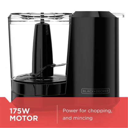 BLACK+DECKER 3-Cup Electric Food Chopper, HC300B, One Touch Pulse, 175W Motor, Stay-Sharp Blade, Dishwasher Safe