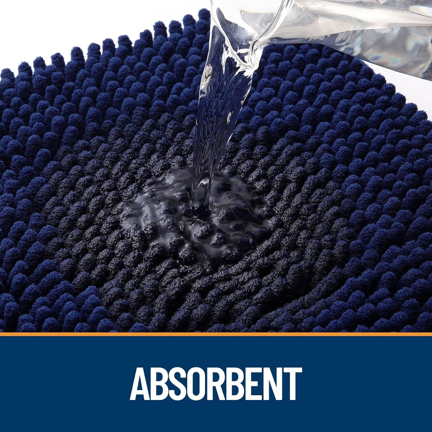 OLANLY Dog Door Mat - Absorbent Non-Slip Mud Mat for Paws | 36x24 Navy Blue Chenille Design