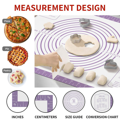 Silicone Mat for Baking, Non Stick Silicone Pastry Mat for Dough Pie Crust, Rolling Mats for Making Cookies Macarons Bread, Easy to Clean& Store