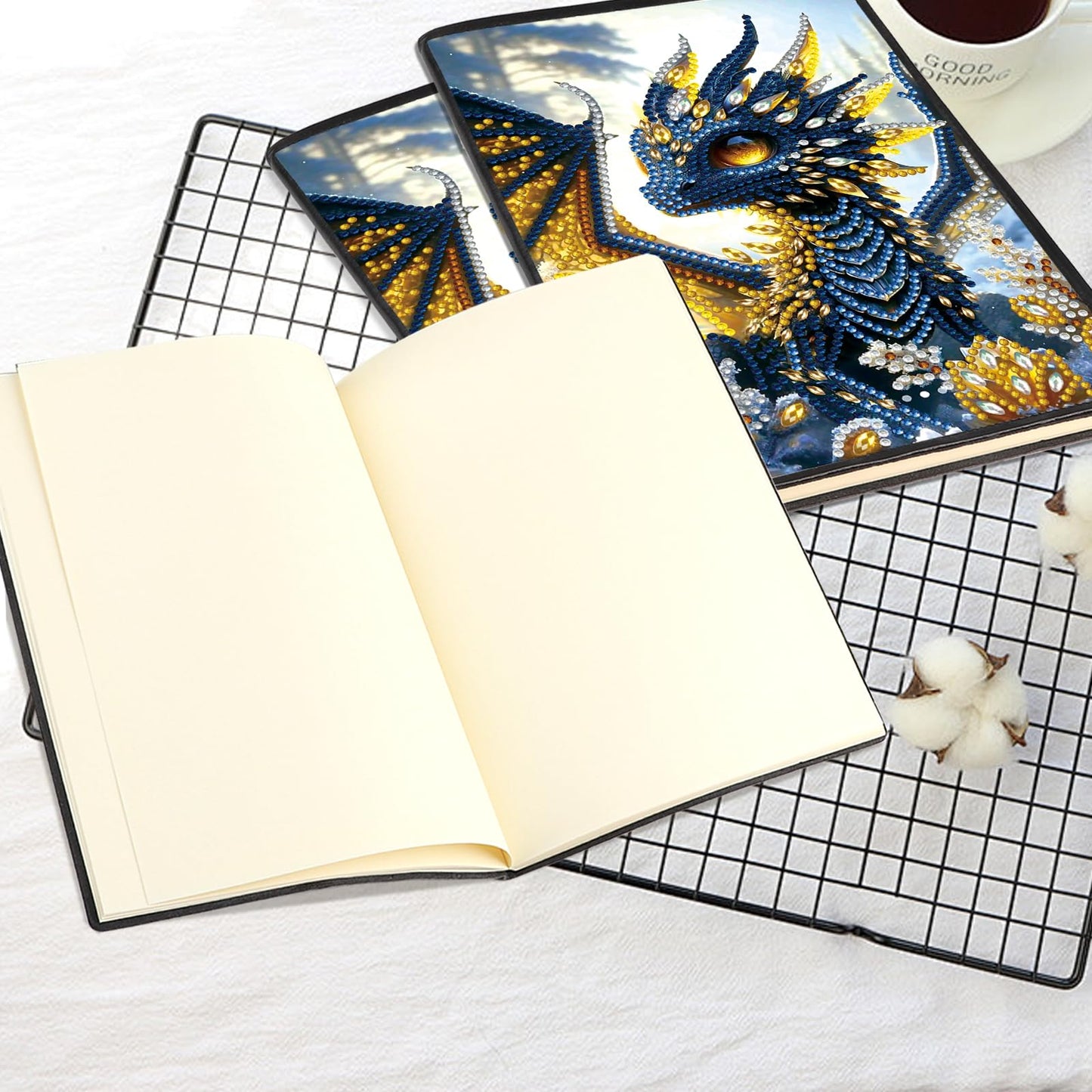 JISHSHAY Diamond Art Notebook Journal Dragon Diamond Painting Note Book Dragon Gem Art Sketchbook Mosaic Kits for Adults Diary Gem Painting Leather Journal A5 Notebook with Special Shaped Drills