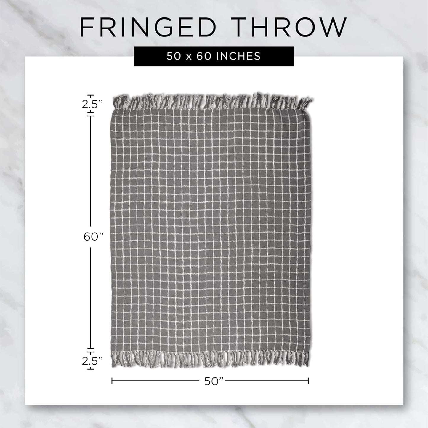 DII Buffalo Check Collection Rustic Farmhouse Throw Blanket, 50x60, Black/White
