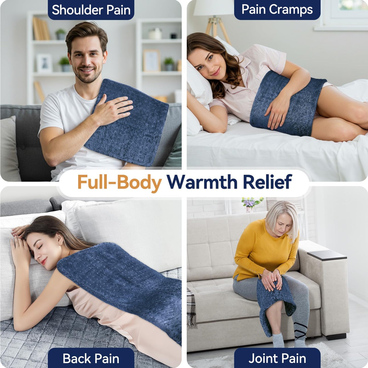 Extra Large Heating Pad for Back Pain Relief, 33"x17" Electric Heat Pad for Neck, Shoulders, Cramps, Menstrual Pain, 9 Heat Settings & 4 Auto-Off Timers, Soft Machine Wash Fabric, Gifts for Lover Gray