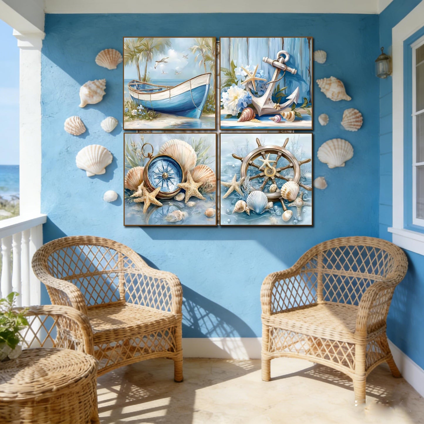 gganmtere 4 Packs Beach Scenery Diamond Art Painting Kits for Adults,Summer Diamond Painting Kit Beginners,5D Full Drill Diamond Dot,Gem Art Adult Home Wall Decor 12x12inch