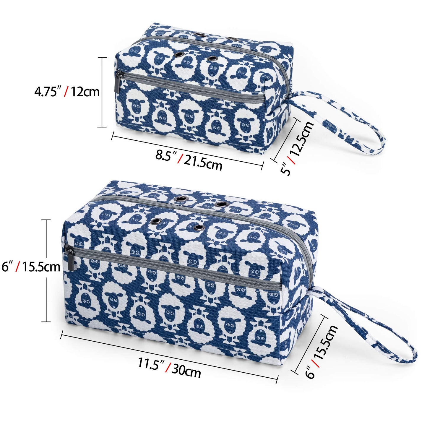 LUXJA Small Yarn Storage Bag, Portable Knitting Bag for Yarn Skeins, Crochet Hooks, Knitting Needles (up to 8 Inches) and Other Small Accessories (Sheep)