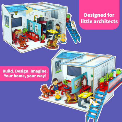 DIY Dollhouse Kit for Girls Ages 5–9 | Miniature House 3D Puzzle with Furniture & Accessories | Build & Play STEM Craft Kit for Girls 5 6 7 8 9 10