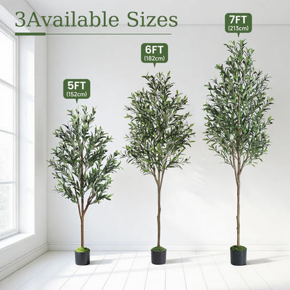 Alupssuc 6ft Olive Tree Artificial Indoor, Fake Tree Potted Faux Olive Trees with Lifelike Fruits and Realistic Leaves, Artificial Plants Indoor Fake Plants for Modern Home Office Living Room Decor