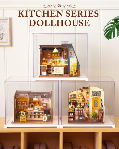 ROBOTIME DIY Miniature House Kit Dollhouse Kit for Adults Mini Tiny House Kit with Furniture Building Model Kit Crafts Creative Gift for Boys Girls (Baking Kitchen)