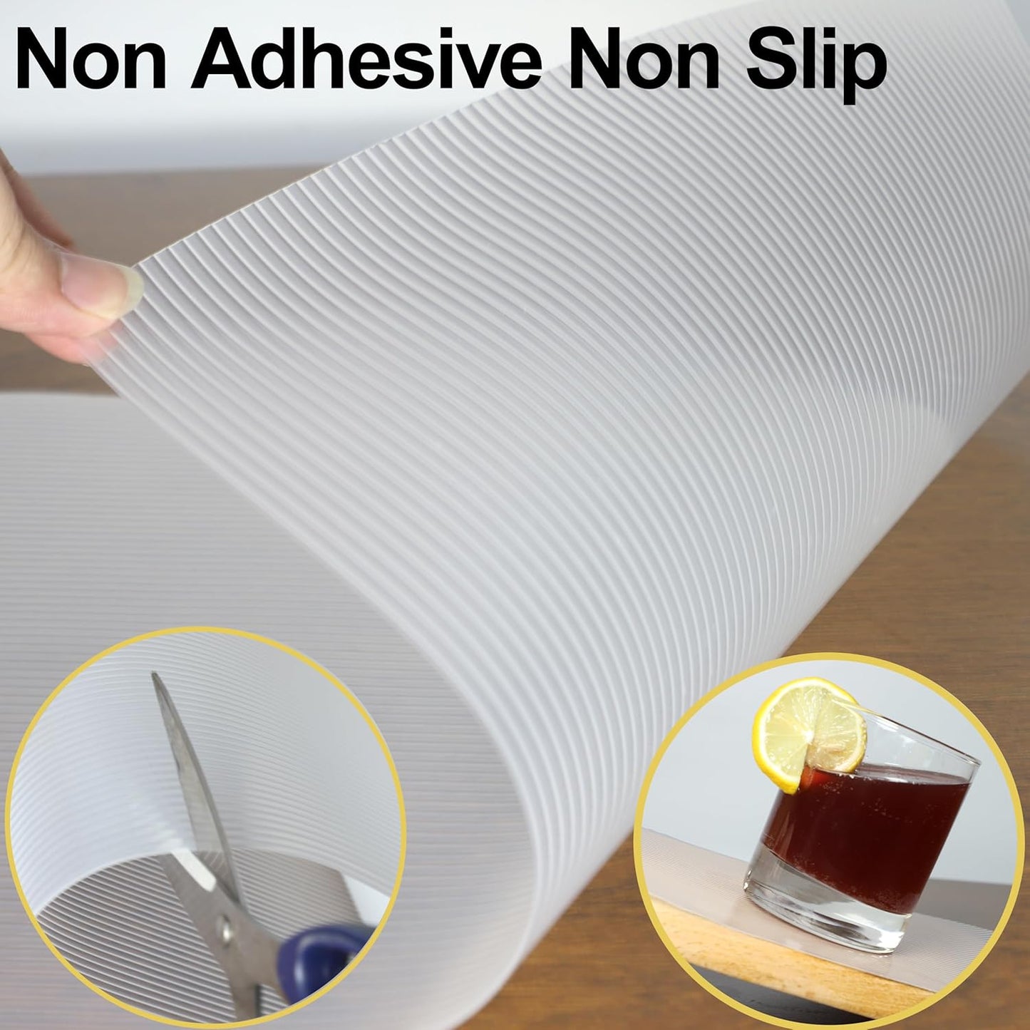 Shelf Liners for Kitchen Cabinets, 15 Inch Wide X 20 Ft Non-Slip Waterproof Clear Liner for Cupboard
