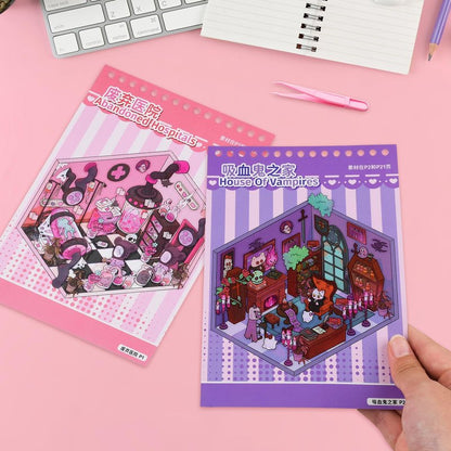 20 Sets 3D Sticker Scenes, Make Your Own 3D House Stickers Therapy, Miniature Scene Stickers for Halloween (style2)
