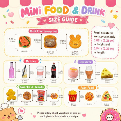 150 Pcs Miniature Food Drinks Bottle Toys Mixed for Dollhouse Kitchen Accessories Mini Play Fake Resin Pretend Game Party Tableware 1/12 Doll House Bread Cake Models Micro