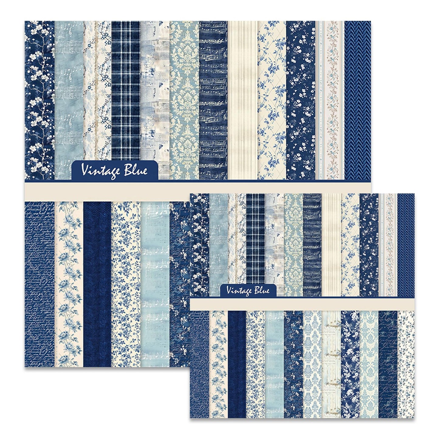 MerwDeeyt Floral Scrapbook Paper 12x12 In and 6x6 In Pack, 48 Sheets Double Sided Decorative Papers Spring Flower Patterned Craft Paper for Scrapbooking Card Making Journaling Decor (Blue)