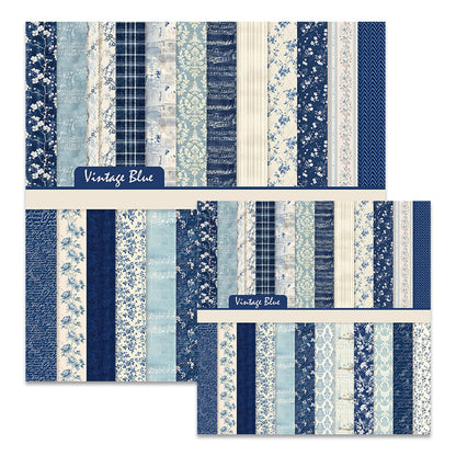 MerwDeeyt Floral Scrapbook Paper 12x12 In and 6x6 In Pack, 48 Sheets Double Sided Decorative Papers Spring Flower Patterned Craft Paper for Scrapbooking Card Making Journaling Decor (Blue)
