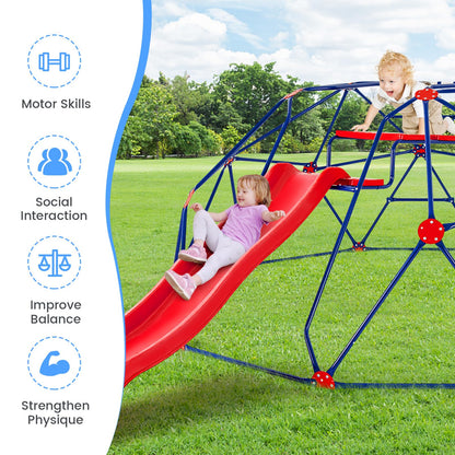 Olakids Climbing Dome with Slide, Kids Outdoor Jungle Gym Geometric Dome Climber, Steel Frame, 13.3FT Climb Structure Backyard Playground Center Equipment for Toddlers