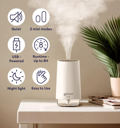 GENIANI Ultrasonic Cool Mist Humidifier for Bedroom, Large Rooms, Home, 4L - Easy Fill & Clean Humidifier for Plants w/Auto Shut-off, 40H Runtime - Quiet, Top Fill Air Humidifier