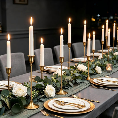 Nuptio Candlestick Candle Holders 30 Pcs Candle Stick Holder Gold Taper Candle Holder Candle Stand for Wedding Party Thanksgiving Halloween Birthday Mantel Baby Shower Table Centerpieces Decor