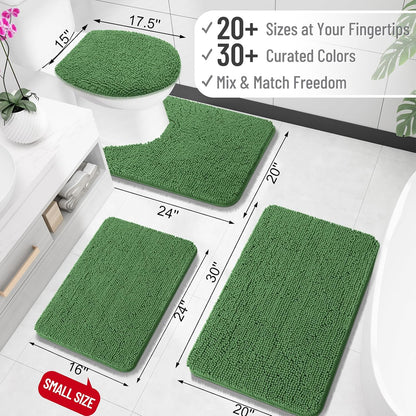 OLANLY Large Bath Rugs - Extra Soft Chenille | Quick-Dry, Machine Washable, Olive Green 44x32