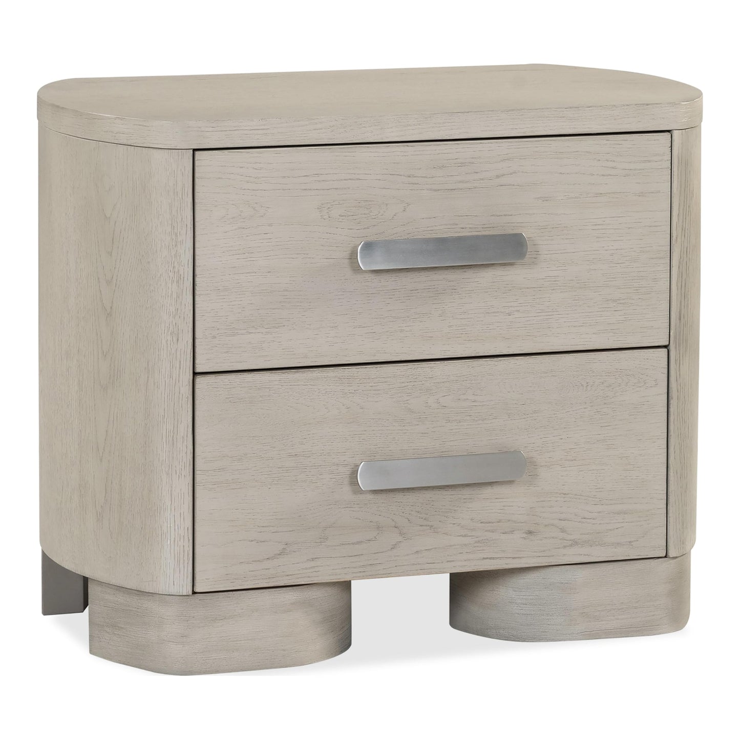 Furniture of America Nainsted Modern Contemporary Solid Wood 30-inch 2-Drawer Nightstand with USB Ports, Rounded Feet, Cedar Bottom Drawer, Easy Assembly for Bedroom, Guest Room, White Oak