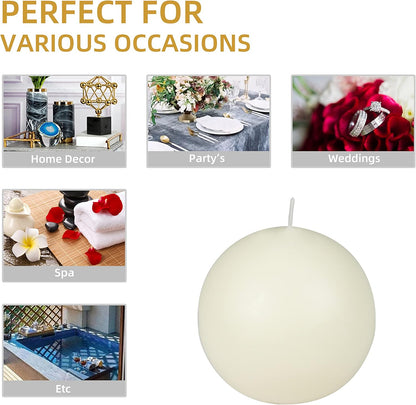 Ball Candles, 4 Inch, Pale Ivory