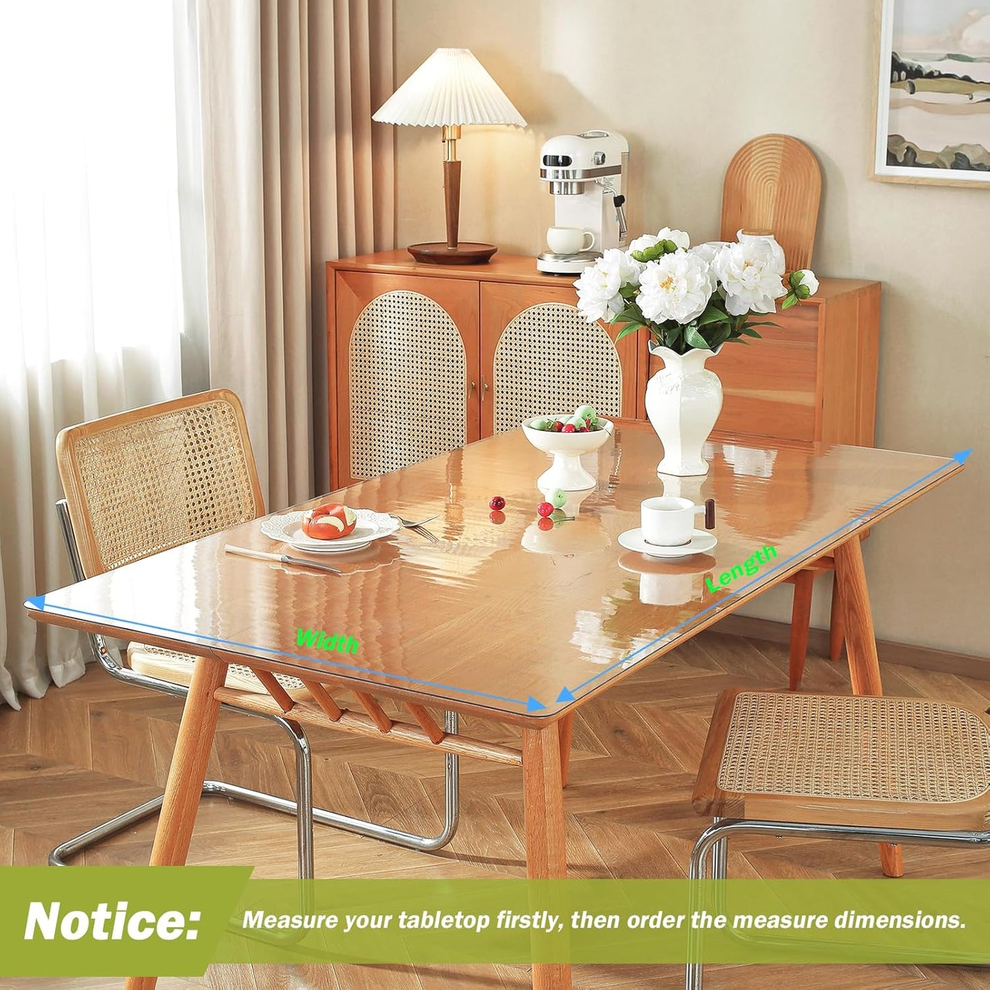Clear Table Protector 12 x 24 Inch, 1.5mm Thick Plastic Cover, Waterproof PVC Desk Protector Mat