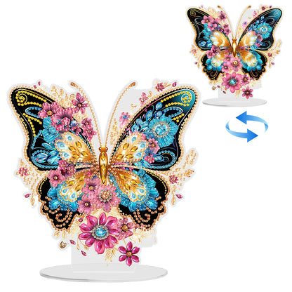GHHKUD Butterfly Diamond Painting Desktop Ornament for Adults Double Sided, Stand Up Diamond Art Ornaments DIY Special Diamond Gem Craft Tabletop Placement Board Kit for Home Decor