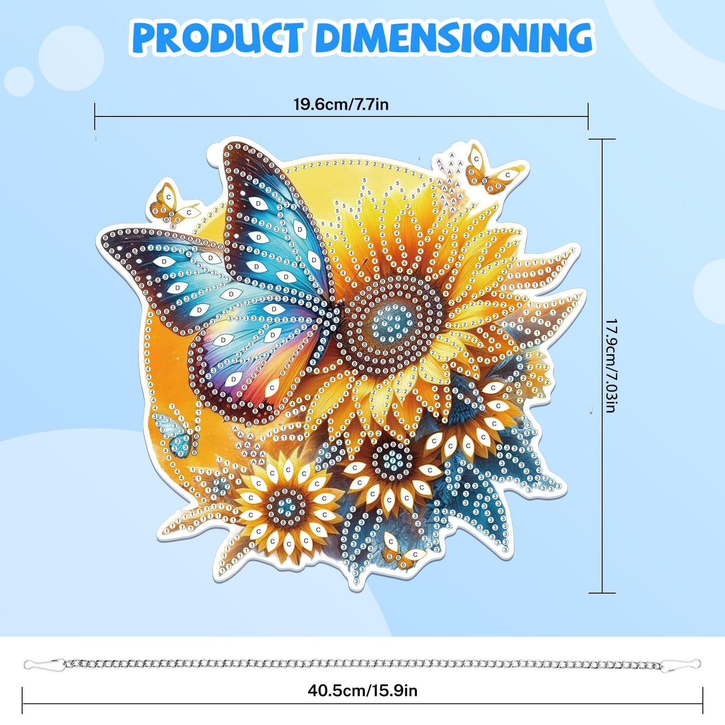 Bowetile Hanging Diamond Art Butterfly Kits for Adults, 5D Special Shape Diamond Painting Sunflower Kits, Diamond Gem Art Suncatchers Painting Pendant Ornament for Home Garden Wall Decor