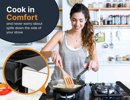 Linda’s Essentials Silicone Stove Gap Covers - Heat Resistant 21-Inch Oven Gap Filler | Easy to Clean Black (2 Pack)