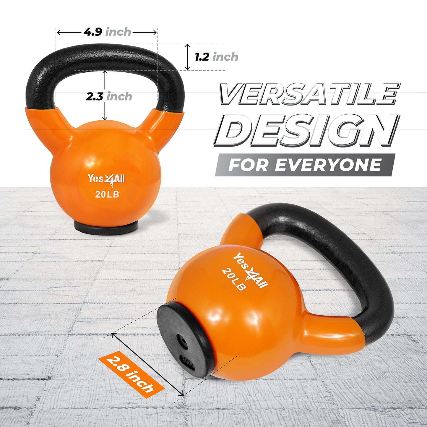Yes4All Kettlebells Rubber Base, Kettlebell Set for Women, Strength Training Kettlebells Weights (10-65 lbs)