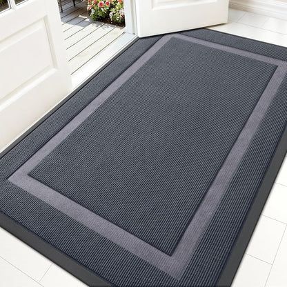 OLANLY Indoor Outdoor Front Door Mat - Waterproof All-Season Doormat, Sturdy Rubber, 59x35, Light Grey