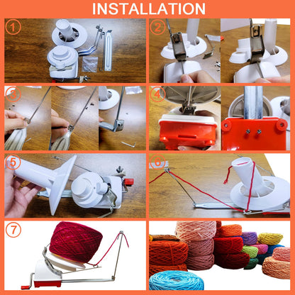 Large Capacity Yarn Ball Winder - Yarn Winder Easy to Set Up and Use - Hand Operated Yarn Winder 10 Ounce Capacity + 53 Pieces Stitch Knitting Needles + 1 Pieces Scissors