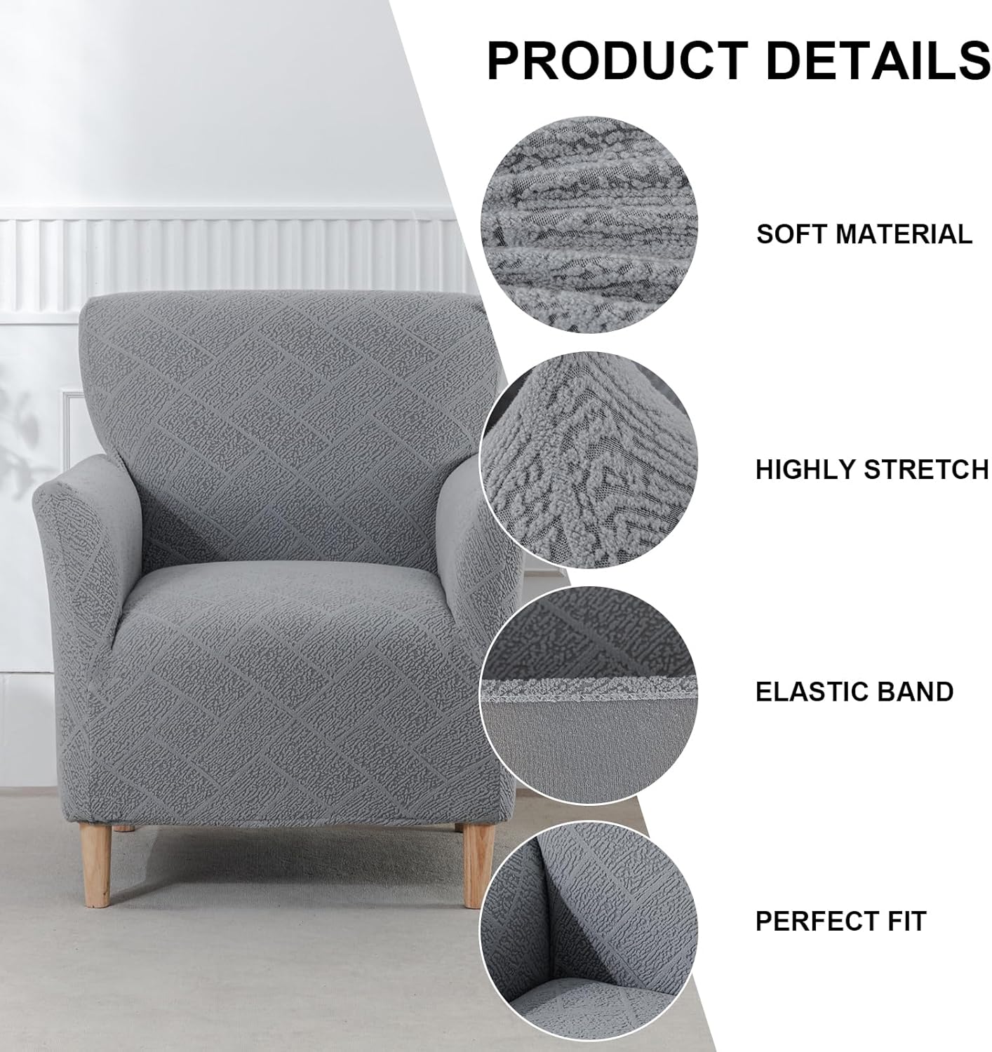1 1PC) Armchair Covers Piece Stretch Chair Covers with Arms Accent Banquet Chair Cover Jacquard Chair Slipcovers