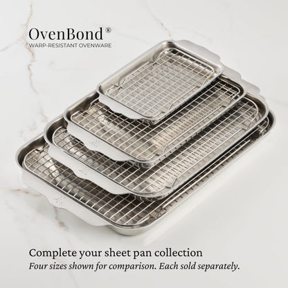 Hestan OvenBond Provisions - Tri-Ply Stainless Steel 2-Piece Mini-Eighth Sheet Pan & Rack Set (6 x 9")
