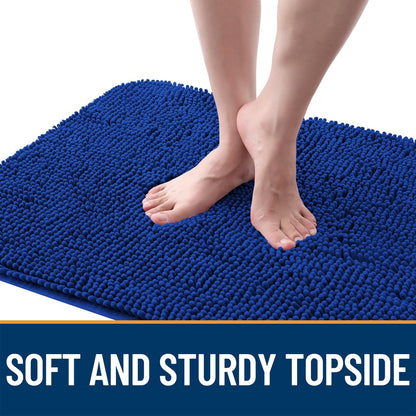 OLANLY Dog Door Mat - Absorbent Non-Slip Washable Chenille Mat for Muddy Paws | 35"x24", Royal Blue
