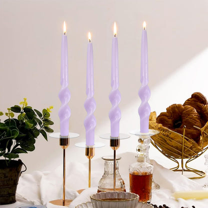 Long Tapered Candle Spiral Candlesticks 10 INCH Purple Twisted Candles Spiral Taper Candles Unique Candle Sticks for Home Dinner Wedding Party Decoration