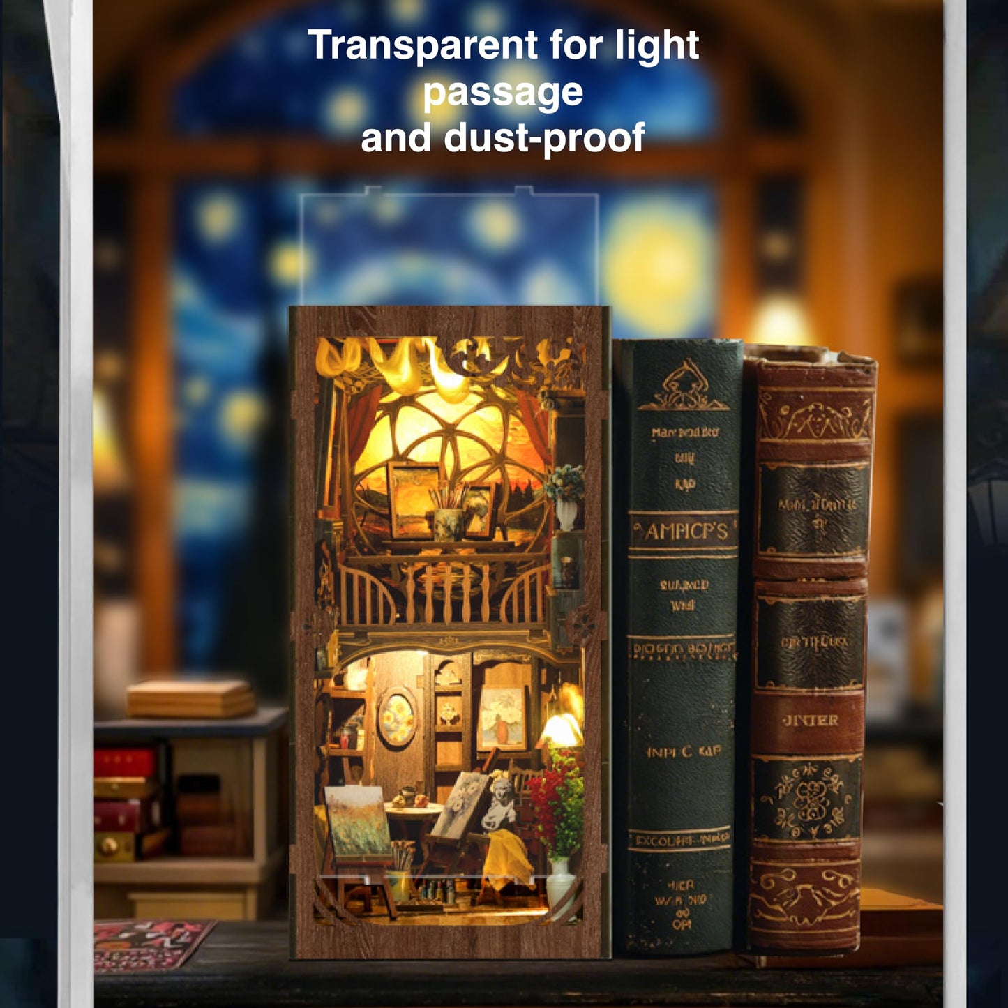 Ditila Mini Museum Kit - DIY Book Nook Kit for Adults with LED Lights - Starry Night Theme Wooden 3D Puzzle - Book Nooks for Adults and Home Decor - Girls Night Crafts for Women