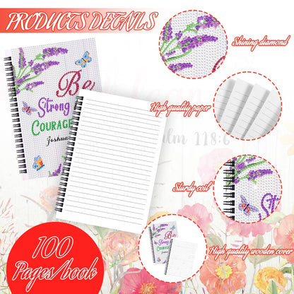 Fullhawl 6 Pack 5D DIY Diamond Art Notebook Kits for Adults Beginner A5 Leather Diamond Painting Gift for Women Art Cover Notepad Sketchbook Journal Crafts Accessories with Tool(Bible Florals)