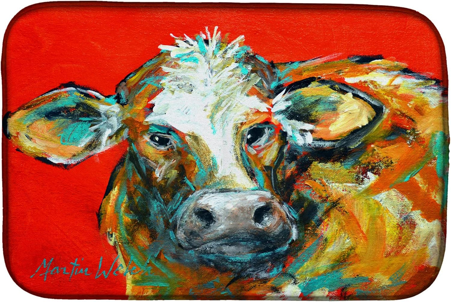 Caroline's Treasures MW1272DDM Caught Red Handed Cow Dish Drying Mat, Absorbent Pad for Kitchen Counter, 14 x 21"