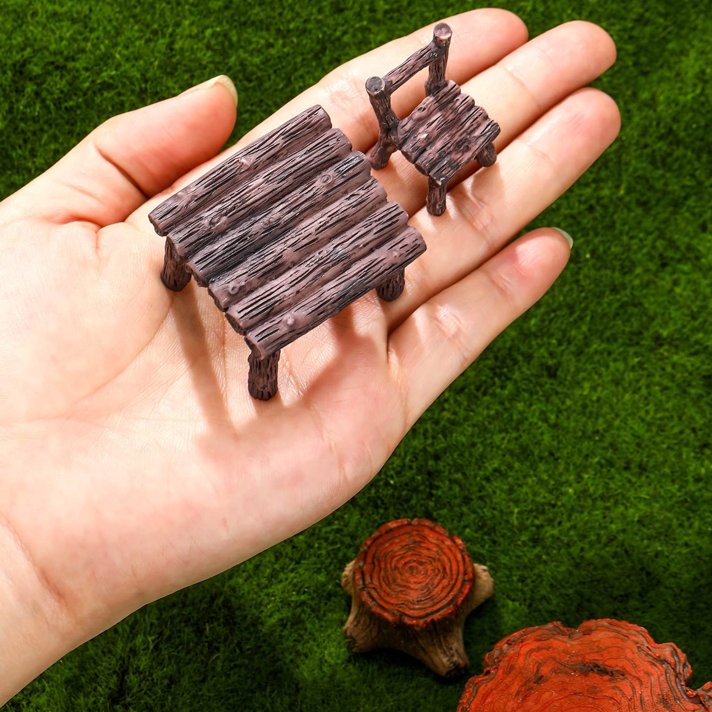 BBTO 24 Pcs Garden Furniture Fairy Mini Architecture Accessories Fairy Miniature Ornaments Artificial Grass and Moss Rocks Kit for Garden House Accessories