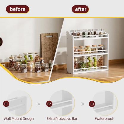 Countertop, STELLSTAR Spice Rack Wall Mounted, Freestanding Spice Organizer for Bamboo Spice Storage Holder